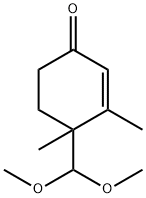 4-(ジメトキシメチル)-3,4-ジメチル-2-シクロヘキセン-1-オン 化学構造式
