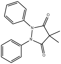 4,4-ジメチル-1,2-ジフェニル-3,5-ピラゾリジンジオン 化学構造式