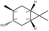 rel-(1α*,3β*,4α*,6α*)-4,7,7-トリメチルビシクロ[4.1.0]ヘプタン-3-オール 化学構造式