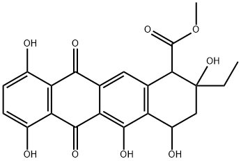 2-Ethyl-1,2,3,4,6,11-hexahydro-2,4,5,7,10-pentahydroxy-6,11-dioxo-1-naphthacenecarboxylic acid methyl ester Structure