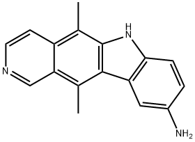 5,11-ジメチル-6H-ピリド[4,3-b]カルバゾール-9-アミン 化学構造式