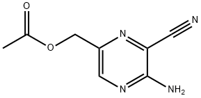 6-[(アセチルオキシ)メチル]-3-アミノ-2-ピラジンカルボニトリル 化学構造式
