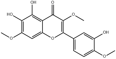 5,6-ジヒドロキシ-2-(3-ヒドロキシ-4-メトキシフェニル)-3,7-ジメトキシ-4H-1-ベンゾピラン-4-オン 化学構造式