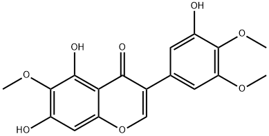 5,7-ジヒドロキシ-3-(3-ヒドロキシ-4,5-ジメトキシフェニル)-6-メトキシ-4H-1-ベンゾピラン-4-オン 化学構造式
