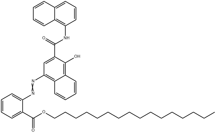 1-ヒドロキシ-4-[2-(ヘキサデシルオキシカルボニル)フェニルアゾ]-N-(1-ナフチル)-2-ナフトアミド 化学構造式