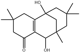 3,4,5,6,7,8,9,10-Octahydro-5,10-dihydroxy-3,3,7,7,9-pentamethyl-5,9-methanobenzocycloocten-1(2H)-one Struktur