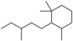 Cyclohexane,1,1,3-trimethyl-2-(3-methylpentyl)-,54965-05-8,结构式