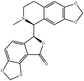 (6S)-6β-[[(5S)-6-メチル-5,6,7,8-テトラヒドロ-1,3-ジオキソロ[4,5-g]イソキノリン]-5β-イル]フロ[3,4-e]-1,3-ベンゾジオキソール-8(6H)-オン 化学構造式