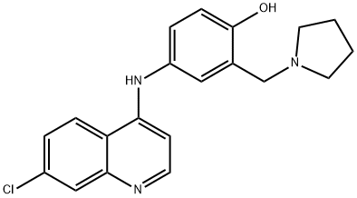 4-[(7-クロロ-4-キノリニル)アミノ]-2-(1-ピロリジニルメチル)フェノール 化学構造式