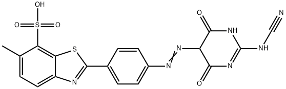 2-[4-[[2-(cyanoimino)hexahydro-4,6-dioxopyrimidin-5-yl]azo]phenyl]-6-methylbenzothiazole-7-sulphonic acid Struktur