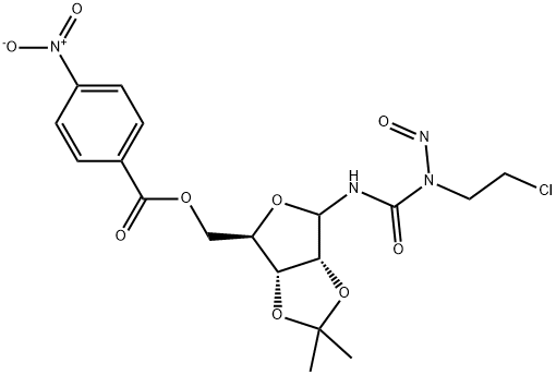 N-(2-クロロエチル)-N'-[2-O,3-O-(1-メチルエチリデン)-5-O-(4-ニトロベンゾイル)-D-リボフラノシル]-N-ニトロソ尿素 化学構造式