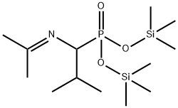 [2-メチル-1-(イソプロピリデンアミノ)プロピル]ホスホン酸ビス(トリメチルシリル) 化学構造式