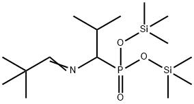 [1-[(2,2-ジメチルプロピリデン)アミノ]-2-メチルプロピル]ホスホン酸ビス(トリメチルシリル) 化学構造式