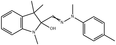2,3-ジヒドロ-2-ヒドロキシ-1,3,3-トリメチル-1H-インドール-2-カルボアルデヒドメチル4-メチルフェニルヒドラゾン 化学構造式