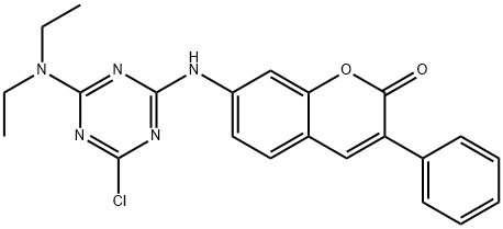 7-[[4-氯-6-(二乙基氨基)-1,3,5-三嗪-2-基]氨基]-3-苯基-2-苯并吡喃酮, 5516-22-3, 结构式