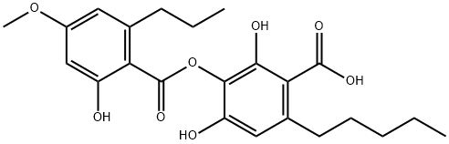 2,4-Dihydroxy-3-[(2-hydroxy-4-methoxy-6-propylbenzoyl)oxy]-6-pentylbenzoic acid,552-56-7,结构式