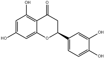 (S)-2,3-ジヒドロ-2-(3,4-ジヒドロキシフェニル)-5,7-ジヒドロキシ-4H-1-ベンゾピラン-4-オン 化学構造式