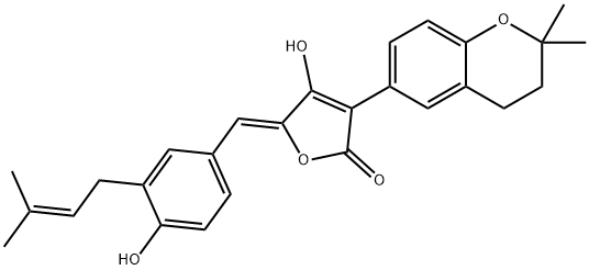 3-(3,4-Dihydro-2,2-dimethyl-2H-1-benzopyran-6-yl)-4-hydroxy-5-[(Z)-[4-hydroxy-3-(3-methyl-2-butenyl)phenyl]methylene]-2(5H)-furanone Structure
