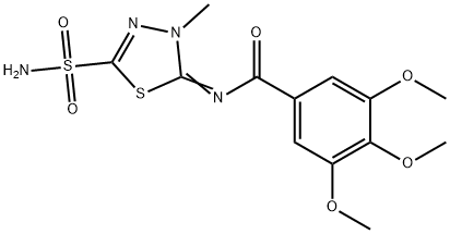 N-(4,5-ジヒドロ-4-メチル-2-スルファモイル-1,3,4-チアジアゾール-5-イリデン)-3,4,5-トリメトキシベンズアミド 化学構造式