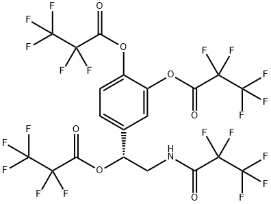 Bis(2,2,3,3,3-pentafluoropropanoic acid)4-[(R)-1-(2,2,3,3,3-pentafluoro-1-oxopropoxy)-2-[(2,2,3,3,3-pentafluoro-1-oxopropyl)amino]ethyl]-1,2-phenylene ester 结构式