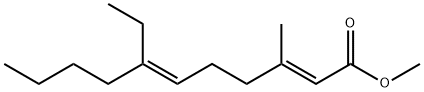 (2E,6E)-7-エチル-3-メチル-2,6-ウンデカジエン酸メチル 化学構造式