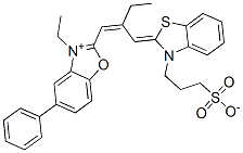 3-ethyl-2-[2-[[3-(3-sulphonatopropyl)-3H-benzothiazol-2-ylidene]methyl]but-1-enyl]-5-phenylbenzoxazolium  Structure