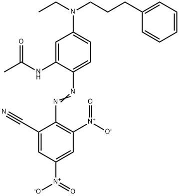 N-[2-[(2-cyano-4,6-dinitrophenyl)azo]-5-[ethyl(3-phenylpropyl)amino]phenyl]acetamide Struktur