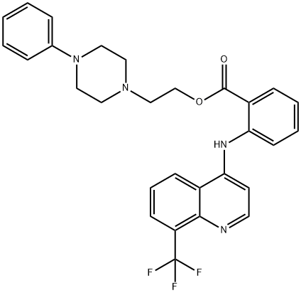 N-(8-Trifluoromethyl-4-quinolinyl)anthanilic acid 2-(4-phenyl-1-piperazinyl)ethyl ester 结构式