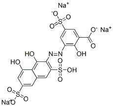 Chromazol KS Benzoic acid, 3-[(1,8-dihydroxy-3,6-disulfo-2-naphthalenyl)azo]-2-hydroxy-5-sulfo-, trisodium salt 化学構造式