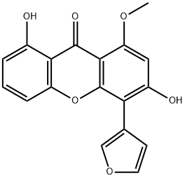 4-(3-Furanyl)-3,8-dihydroxy-1-methoxy-9H-xanthen-9-one 结构式