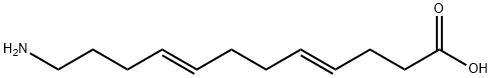(4E,8E)-12-アミノ-4,8-ドデカジエン酸 化学構造式