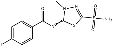 4-Iodo-N-(4,5-dihydro-4-methyl-2-sulfamoyl-1,3,4-thiadiazol-5-ylidene)benzamide Struktur