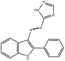 2-phenyl-3-(1H-1,2,4-triazol-5-ylazo)-1H-indole  Struktur
