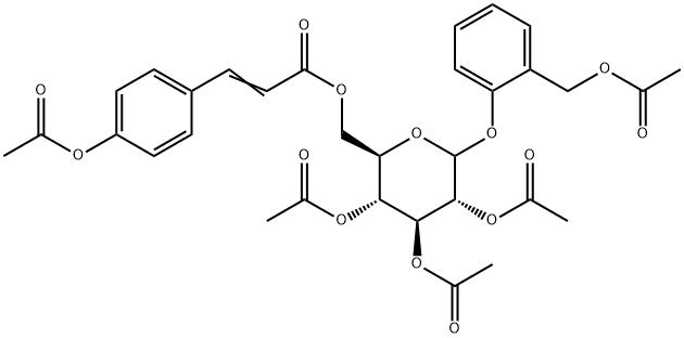 55429-02-2 2-(Acetyloxymethyl)phenyl 2-O,3-O,4-O-triacetyl-6-O-[3-(4-acetyloxyphenyl)propenoyl]-D-glucopyranoside