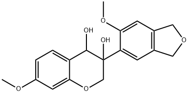 3-(1,3-ジヒドロ-6-メトキシイソベンゾフラン-5-イル)-3,4-ジヒドロ-7-メトキシ-2H-1-ベンゾピラン-3,4-ジオール 化学構造式
