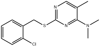 4-Pyrimidinamine, 2-(((2-chlorophenyl)methyl)thio)-N,N,5-trimethyl-|