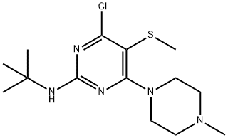 4-Chloro-2-(tert-butylamino)-6-(4-methylpiperazino)-5-(methylthio)pyrimidine,55477-20-8,结构式