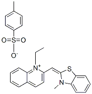 1-ethyl-2-[(3-methyl-3H-benzothiazol-2-ylidene)methyl]quinolinium toluene-p-sulphonate Struktur