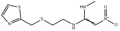 N-メチル-N'-[2-[[(チアゾール-2-イル)メチル]チオ]エチル]-2-ニトロ-1,1-エテンジアミン 化学構造式