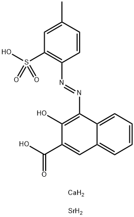 ビス{3-ヒドロキシ-4-[(4-メチル-2-スルホナトフェニル)ジアゼニル]-2-ナフトエ酸}=一カルシウム塩=一ストロンチウム塩 化学構造式