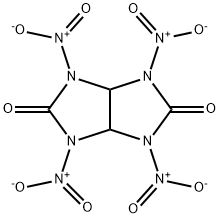 1,3,4,6-テトラニトロ-3,3a,6,6a-テトラヒドロイミダゾ[4,5-d]イミダゾール-2,5(1H,4H)-ジオン 化学構造式