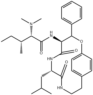 (2S,3R)-2-Dimethylamino-3-methyl-N-[(3R,4S,7S)-7-(2-methylpropyl)-5,8-dioxo-3-phenyl-2-oxa-6,9-diazabicyclo[10.2.2]hexadeca-12,14(1),15-trien-4-yl]pentanamide 结构式