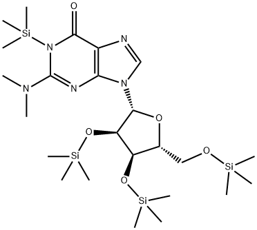 N,N-Dimethyl-1-trimethylsilyl-2'-O,3'-O,5'-O-tris(trimethylsilyl)guanosine Structure