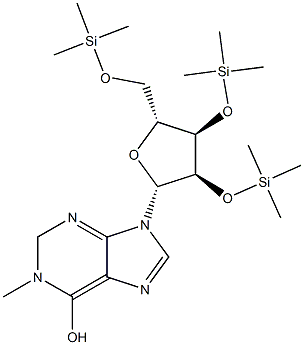 1-メチル-2'-O,3'-O,5'-O-トリス(トリメチルシリル)イノシン 化学構造式