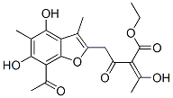 4-(7-Acetyl-4,6-dihydroxy-3,5-dimethylbenzofuran-2-yl)-2-(1-hydroxyethylidene)-3-oxobutyric acid ethyl ester,55570-93-9,结构式