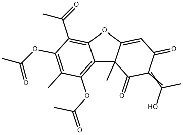 6-Acetyl-7,9-bis(acetyloxy)-2-(1-hydroxyethylidene)-8,9b-dimethyl-1,3(2H,9bH)-dibenzofurandione Struktur