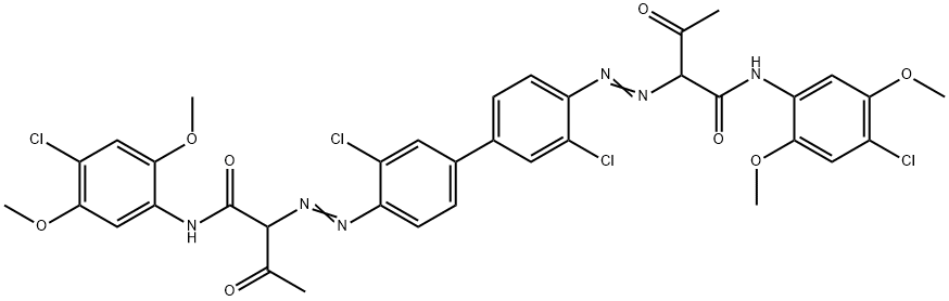 2,2'-[(3,3'-ジクロロ-1,1'-ビフェニル-4,4'-ジイル)ビス(アゾ)]ビス[N-(4-クロロ-2,5-ジメトキシフェニル)-3-オキソブタンアミド] 化学構造式