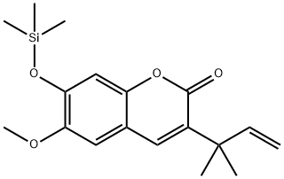3-(1,1-Dimethyl-2-propenyl)-6-methoxy-7-[(trimethylsilyl)oxy]-2H-1-benzopyran-2-one Struktur