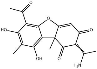 6-Acetyl-2-(1-aminoethylidene)-7,9-dihydroxy-8,9b-dimethyl-1,3(2H,9bH)-dibenzofurandione,55721-24-9,结构式