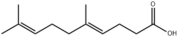 (E)-5,9-ジメチル-4,8-デカジエン酸 化学構造式
